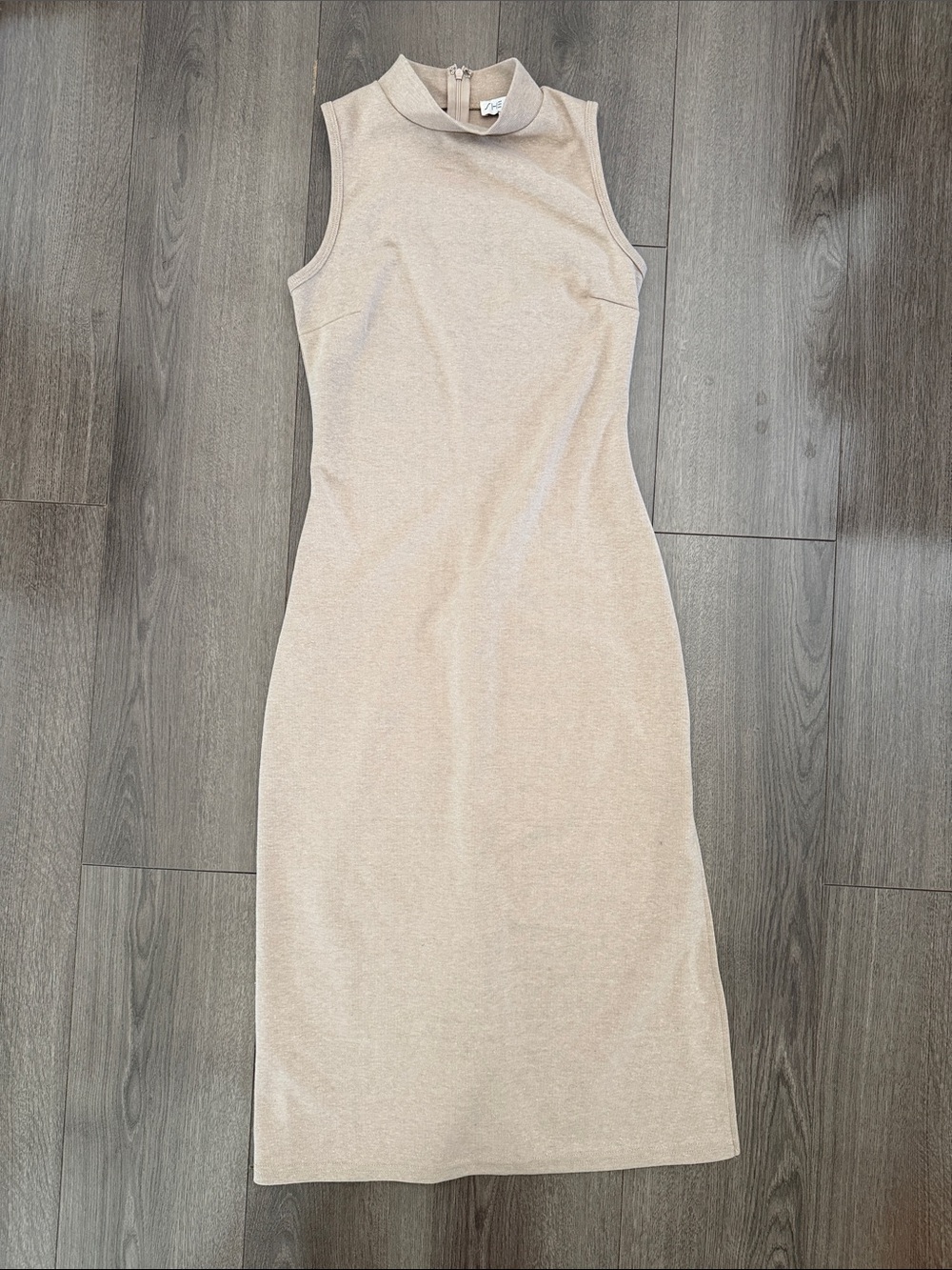 She + Sky Sleeveless Mock Neck Maxi Dress in Tan